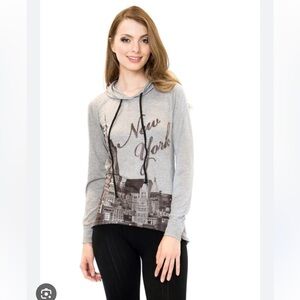 Sweet Gisele NYC Heather Grey Long Sleeve Pullover Hoodie